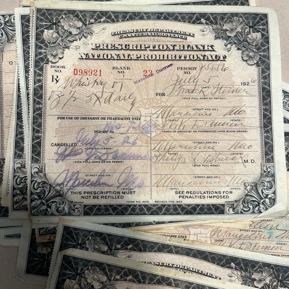 COPY - 1925 Prohibition Liquor Prescription Official Medicinal Whiskey License … - Picture 4 of 5